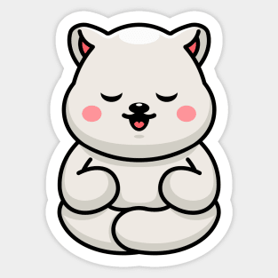 Cute baby polar bear meditation cartoon Sticker